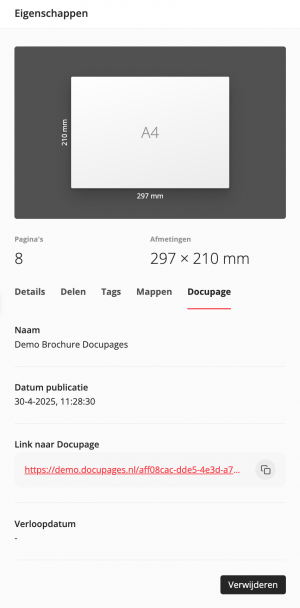 Docupages documenteigenschappen